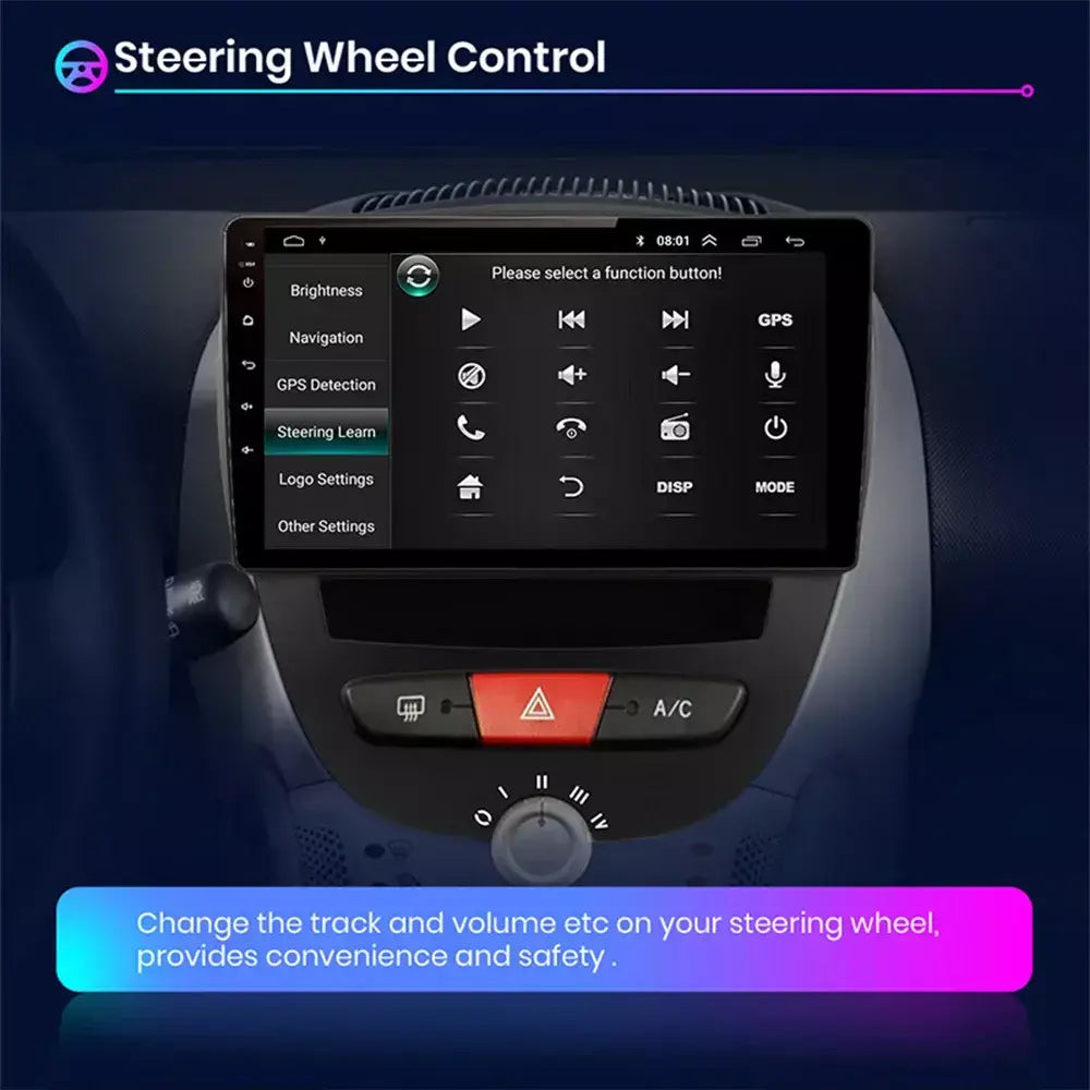 Android 10 2 din reprodutor multimídia do carro para peugeot 107 toyota aygo citroen c1 2005-2014 unidade principal estéreo navegação gps bt wifi