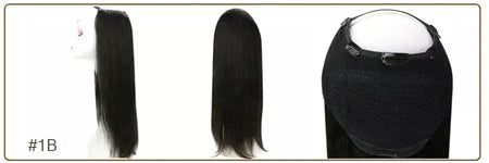 Brilho completo u parte peruca de cabelo humano máquina de cor sólida remy cabelo humano meia peruca clipe em uma peça invisível u forma perucas em linha reta