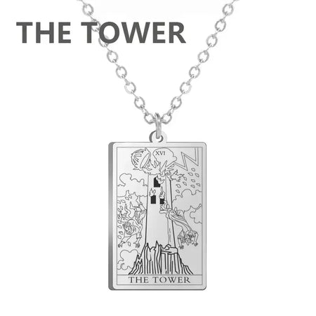 Dawapara cartas de tarô colar feminino colar de aço inoxidável riqueza amuleto clássico tarô grandes arcanos adivinhação charme jóias