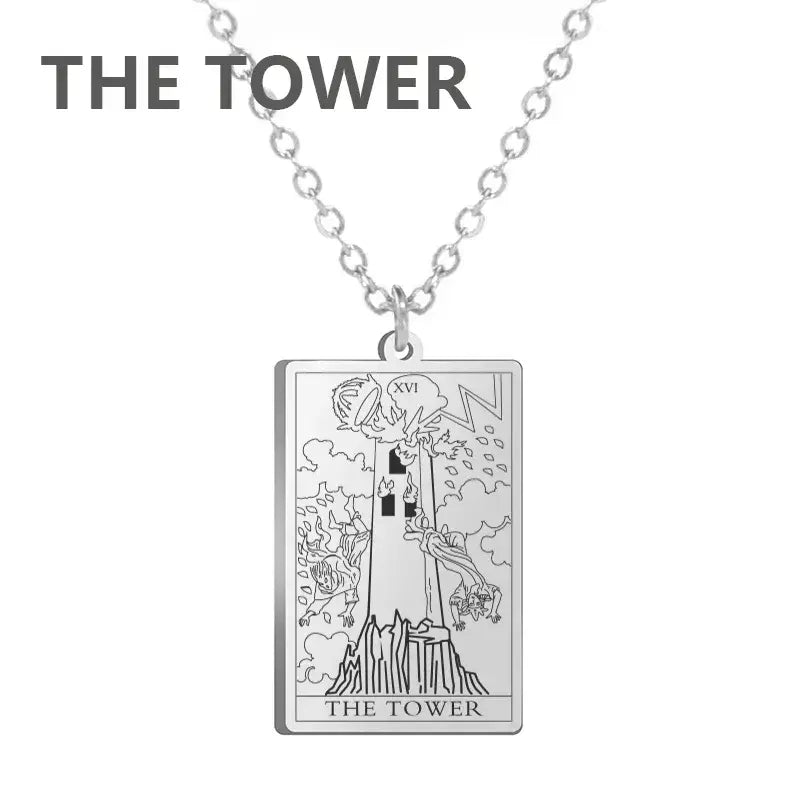 Dawapara cartas de tarô colar feminino colar de aço inoxidável riqueza amuleto clássico tarô grandes arcanos adivinhação charme jóias