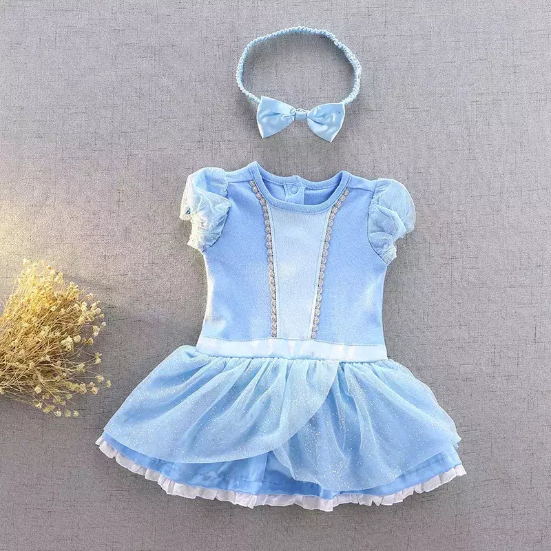 Baby Romper TUTU Vestido Com Headband Infantil Baby Princess Girl Roupas Tamanho 3-18M Cute Design Baby Dress Party Trajes