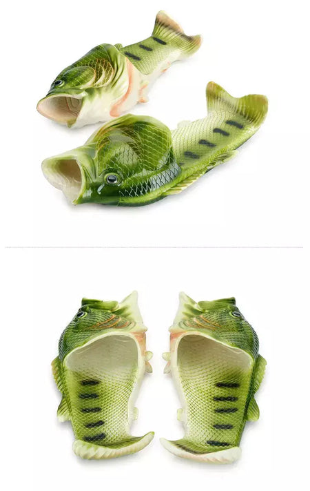 Família engraçado sapatos de peixe chinelos femininos tamanho grande 32-47 alta qualidade pvc meninas sapatos de verão chinelos de praia mulher slides