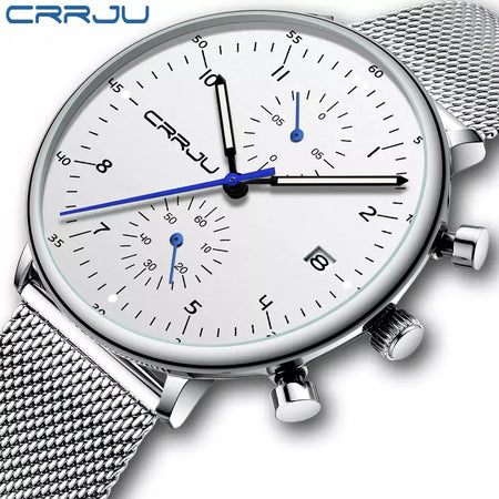 Crrju relógio masculino topo de luxo marca aço inoxidável relógio de pulso militar à prova dwaterproof água data quartzo relógios relogio masculino
