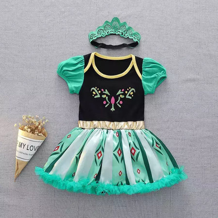 Baby Romper TUTU Vestido Com Headband Infantil Baby Princess Girl Roupas Tamanho 3-18M Cute Design Baby Dress Party Trajes
