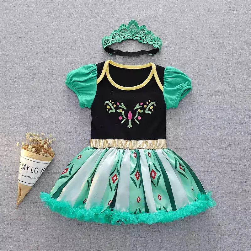 Baby Romper TUTU Vestido Com Headband Infantil Baby Princess Girl Roupas Tamanho 3-18M Cute Design Baby Dress Party Trajes