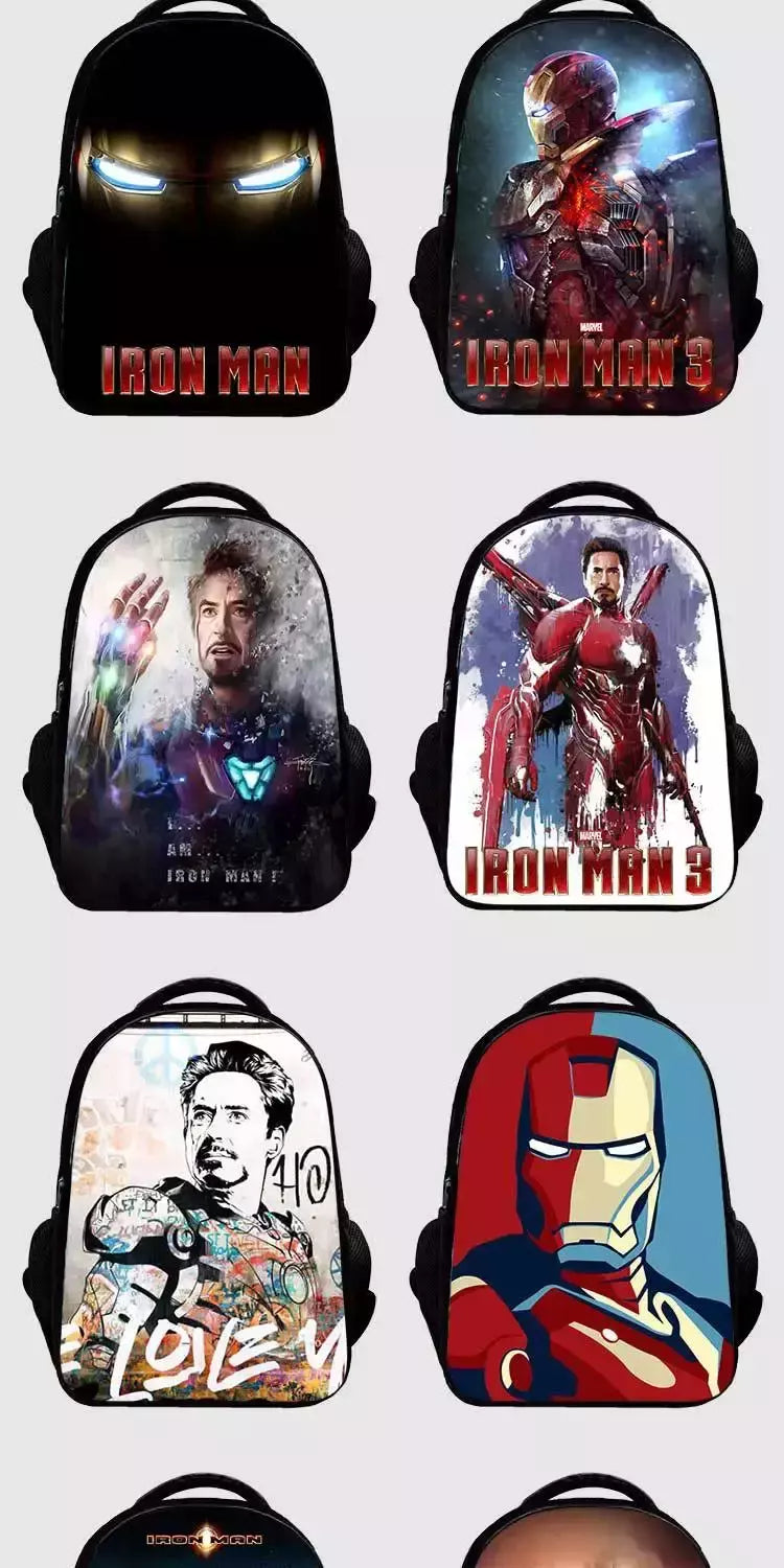 Bolsa Escolar Marvel Super Heroes para Crianças, Mochilas Homem de Ferro, Mochila 3D Anime, Bolsa de Viagem Infantil, Meninos, Escola Primária, Novo