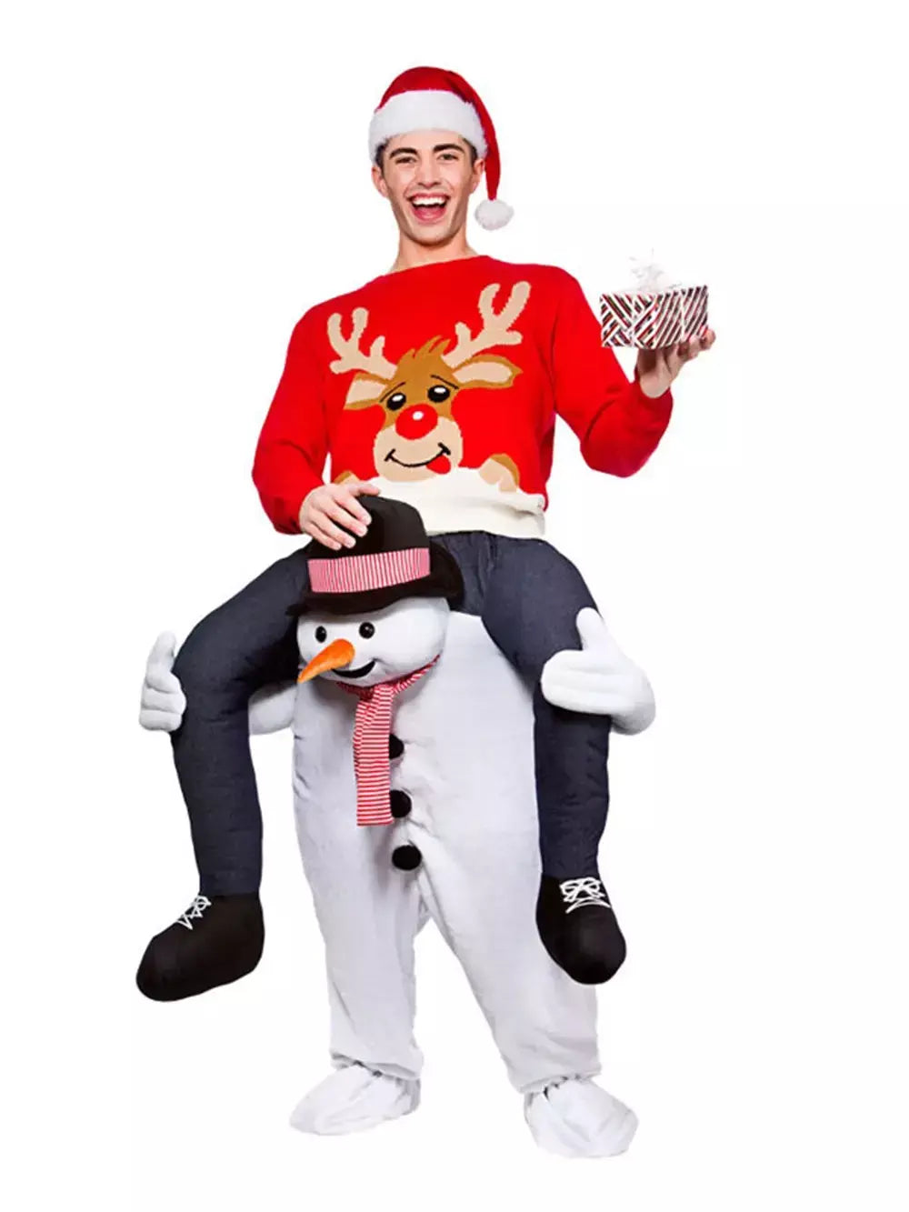 Adulto Halloween Cosplay Trajes para homens e mulheres, Ride On Me Mascote, Carry Back, Calças de animais engraçados, Perna falsa, Festa de Natal