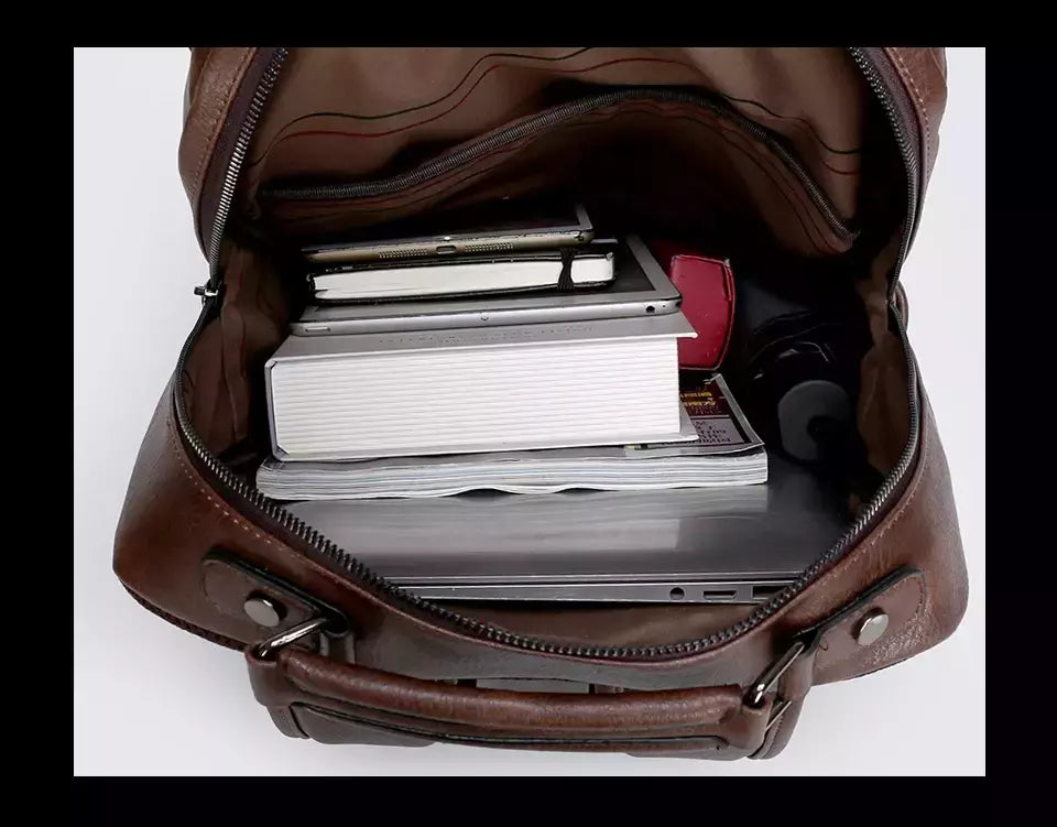 JEEP BULUO-Bolsa Masculina Casual para Laptop, Mochila de Couro Dividido, Bolsa para Computador, Alta Capacidade, Nova Tendência