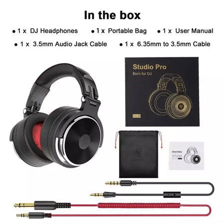 Oneodio com fio profissional estúdio pro 50 dj fones de ouvido com microfone sobre a orelha monitor alta fidelidade música fone para telefone pc