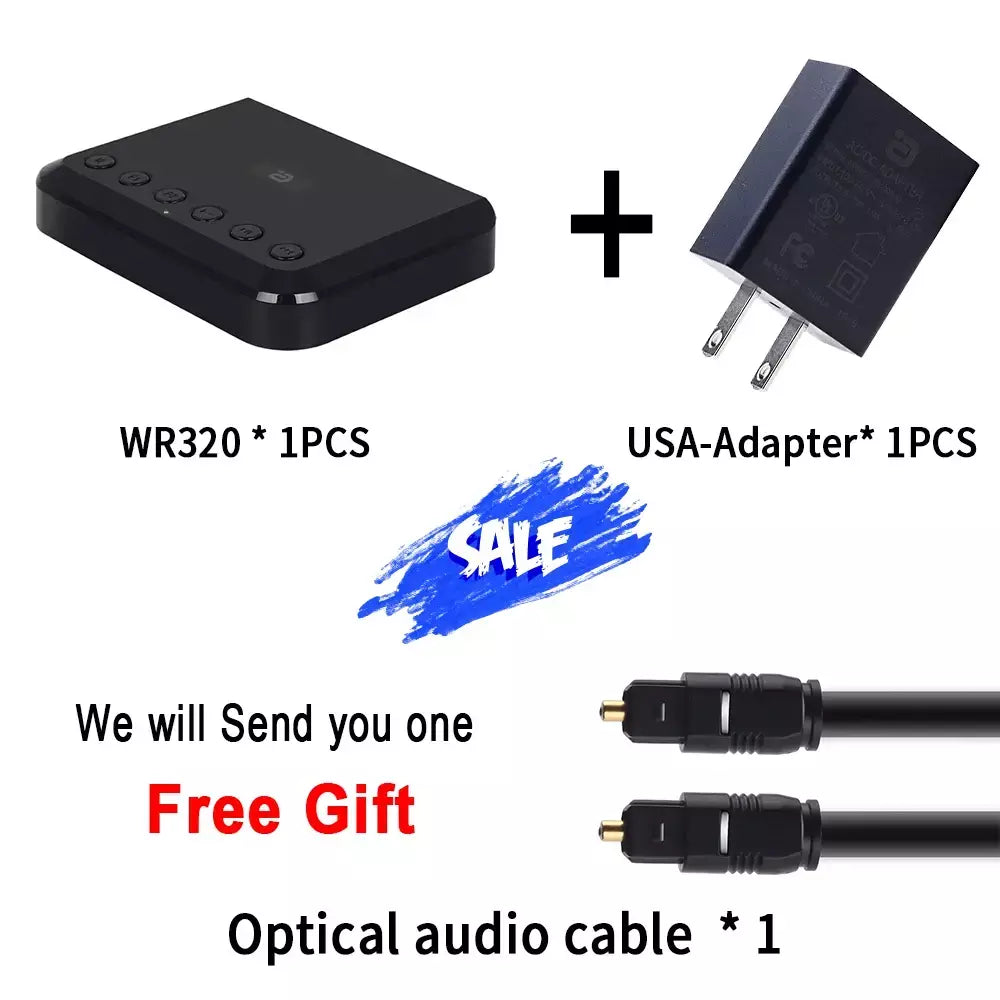 Receptor de áudio sem fio, wi-fi, para airplay, spotify, dlna, nas, stream de som, bluetooth 5.0, adaptador óptico de caixa de música, wr320