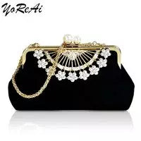 YoReAi-Beading Bolsa para Mulheres, Clutch Feminino, Bolsas de Ombro, Bolsas Festa, Veludo, Hobo-Bag Brilhante, Messenger Bag, Marca de Luxo