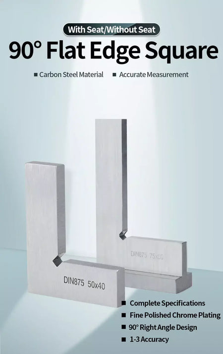 Régua quadrada de borda plana, ângulo de 90 graus, ferramentas para trabalhar madeira, régua quadrada de carpinteiro, metal, medidor de aço carbono, tentar quadrado