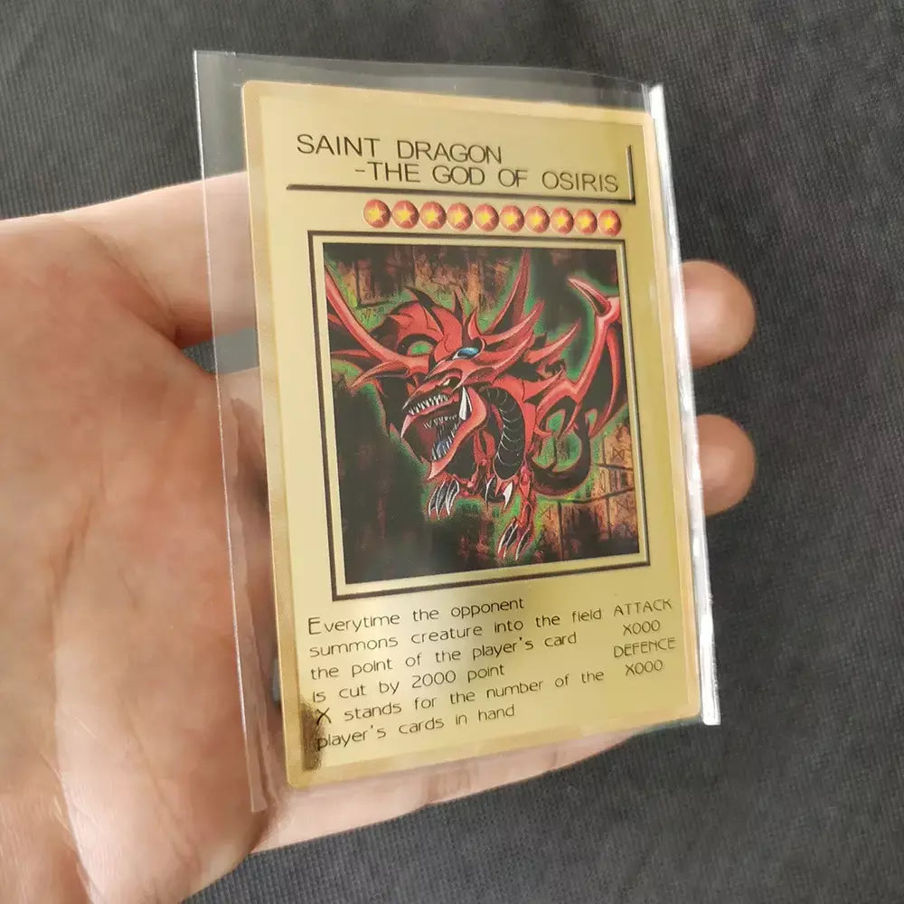Yugioh cartões de metal dourado yu-gi-oh liga coleção cartão olhos azuis escuro magial obelisco slifer ra crianças presente de aniversário de natal