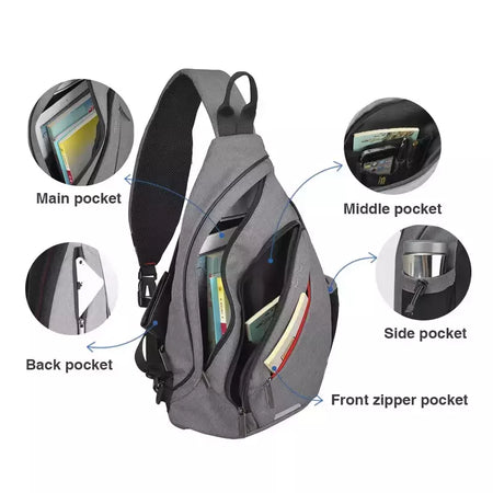 Mixi-Mochila de Ombro para Homens e Mulheres, Bolsa Crossbody Sling USB, Meninos Ciclismo, Esportes, Viagem, Moda Versátil, Bolsa de Estudante