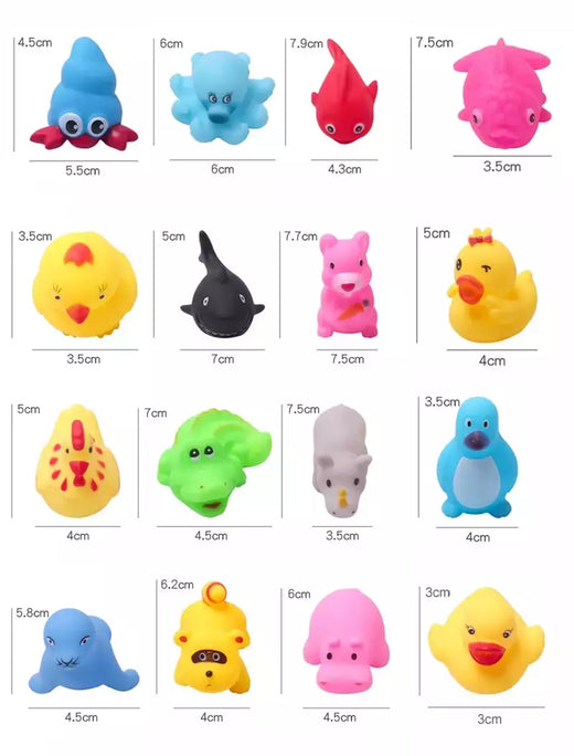 Cute Animals Banho Brinquedo para Crianças, Flutuador De Borracha Macia, Squeeze Sound, Wash Play, Brinquedos De Água De Natação, Presentes Engraçados, 10 Pcs/Set