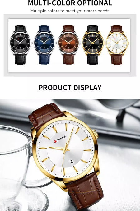 Curren novos relógios de quartzo para homens pulseira de couro masculino relógios de pulso topo marca de luxo relógio masculino de negócios reloj hombres