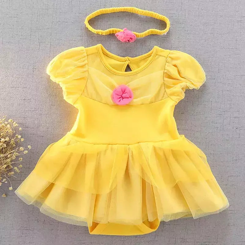 Baby Romper TUTU Vestido Com Headband Infantil Baby Princess Girl Roupas Tamanho 3-18M Cute Design Baby Dress Party Trajes