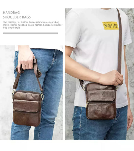 Luufan-bolsa de ombro de couro genuíno masculina, pequenos sacos mensageiro, mini bolsa tiracolo de viagem masculina, nova moda, 2020