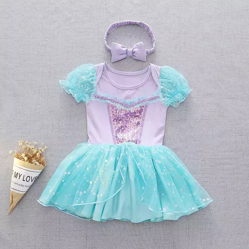 Baby Romper TUTU Vestido Com Headband Infantil Baby Princess Girl Roupas Tamanho 3-18M Cute Design Baby Dress Party Trajes