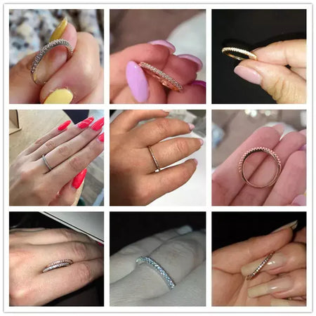 Huitan novos anéis finos minimalistas para mulheres casamento brilhante zircão cúbico de alta qualidade versátil feminino anel de dedo jóias