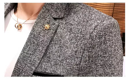 Terno casual blazer masculino, jaqueta formal, design popular, vestido, casacos de negócios, plus size, S-4XL, 2023
