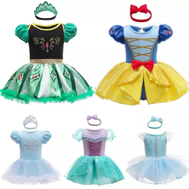 Baby Romper TUTU Vestido Com Headband Infantil Baby Princess Girl Roupas Tamanho 3-18M Cute Design Baby Dress Party Trajes