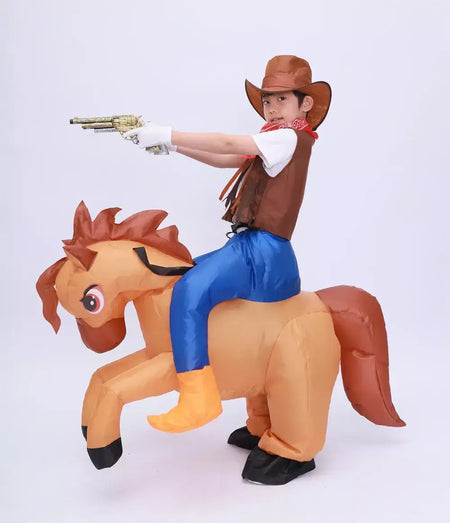 Crianças criança inflável cavalo traje meninas meninos rei cowboy passeio cavalo engraçado halloween purim festa inflado vestuário disfraces