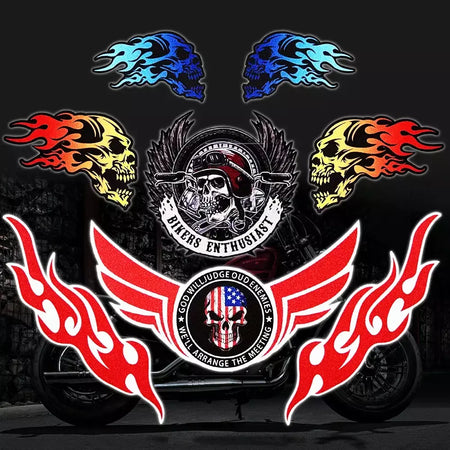Motocicleta Retro Fire Ghost Crânio reflexivo Decalque, etiqueta do tanque de combustível, Honda, Harley Davidson, Sportster, Softail, Dyna, Electra
