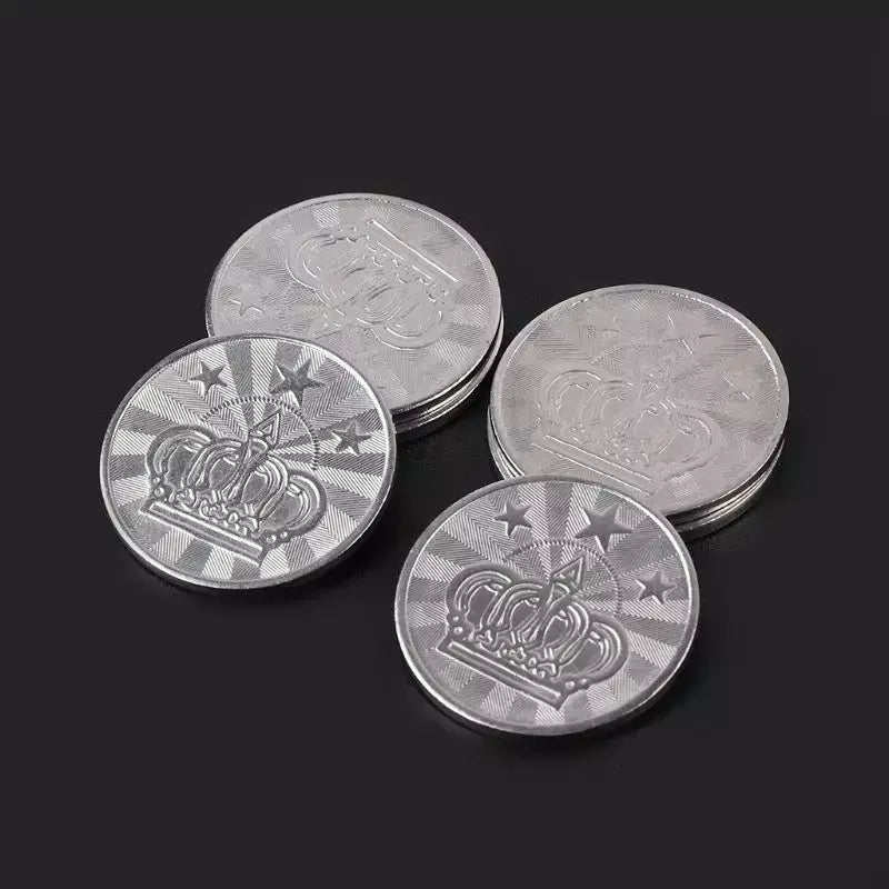 10 peças 25*2mm token de jogo de aço inoxidável, pentagrama de moeda, coroa tokens 831c
