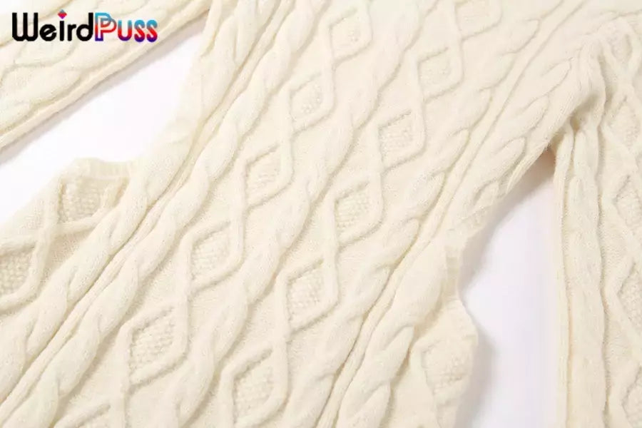 Weird Puss-Mini Vestidos de Gola Alta Elástica Feminina, Tricô Chique, Sem Costas, Manga Comprida, Soft Bodycon, Streetwear, Sexy, Outono