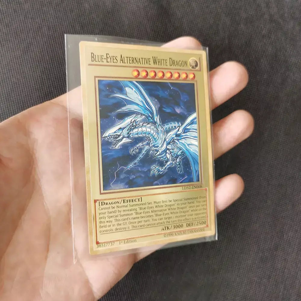 Yugioh cartões de metal dourado yu-gi-oh liga coleção cartão olhos azuis escuro magial obelisco slifer ra crianças presente de aniversário de natal
