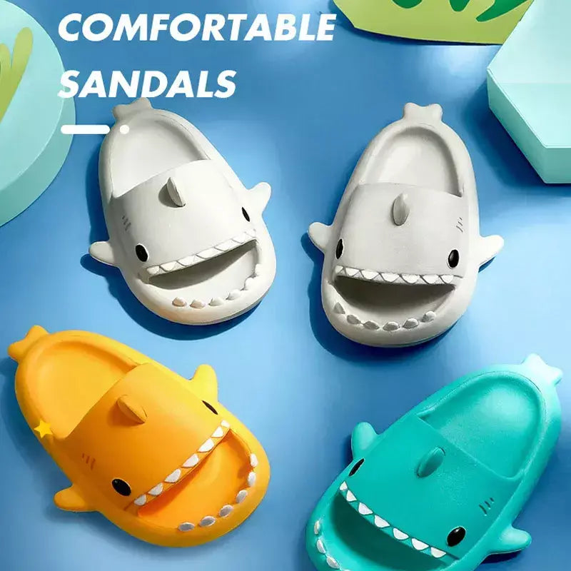 Crianças chinelos dos desenhos animados sandálias de tubarão verão meninos meninas bebê crianças sapatos sola macia antiderrapante