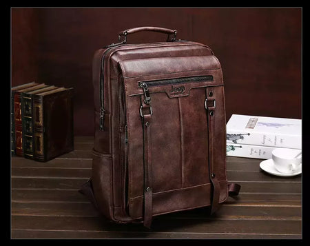 JEEP BULUO-Bolsa Masculina Casual para Laptop, Mochila de Couro Dividido, Bolsa para Computador, Alta Capacidade, Nova Tendência
