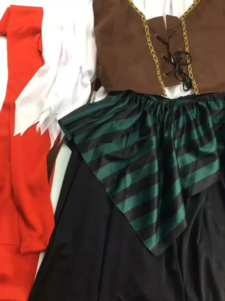 Trajes de pirata para mulheres homens adultos halloween masculino capitão jack sparrow traje piratas do caribe cosplay conjunto de roupas