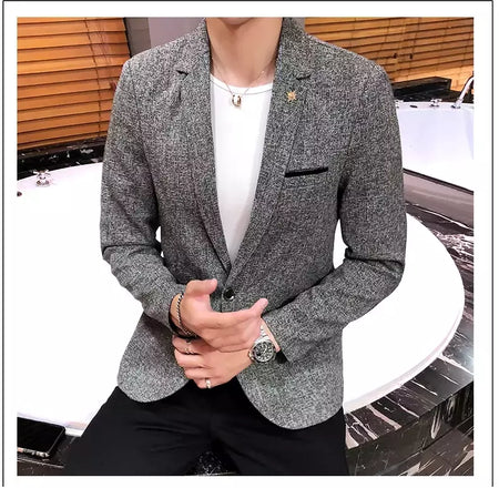 Terno casual blazer masculino, jaqueta formal, design popular, vestido, casacos de negócios, plus size, S-4XL, 2023