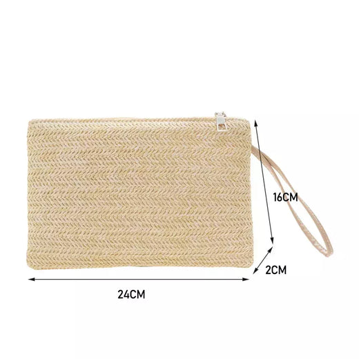 Moda feminina boêmio tecido embreagem wristlet saco casual senhoras praia verão cor sólida pequenas bolsas bolsa branco bege presentes