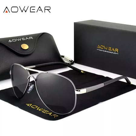 AOWEAR-Óculos polarizados aviação para homens, óculos de sol espelho de direção, óculos piloto clássico, marca masculina Design