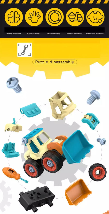 Porca Desmontagem Carregando Descarga Engenharia Caminhão Escavadeira Bulldozer Montessori Educação Brinquedo Criança Parafuso Criativo Ferramenta Carro