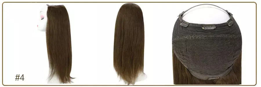 Brilho completo u parte peruca de cabelo humano máquina de cor sólida remy cabelo humano meia peruca clipe em uma peça invisível u forma perucas em linha reta