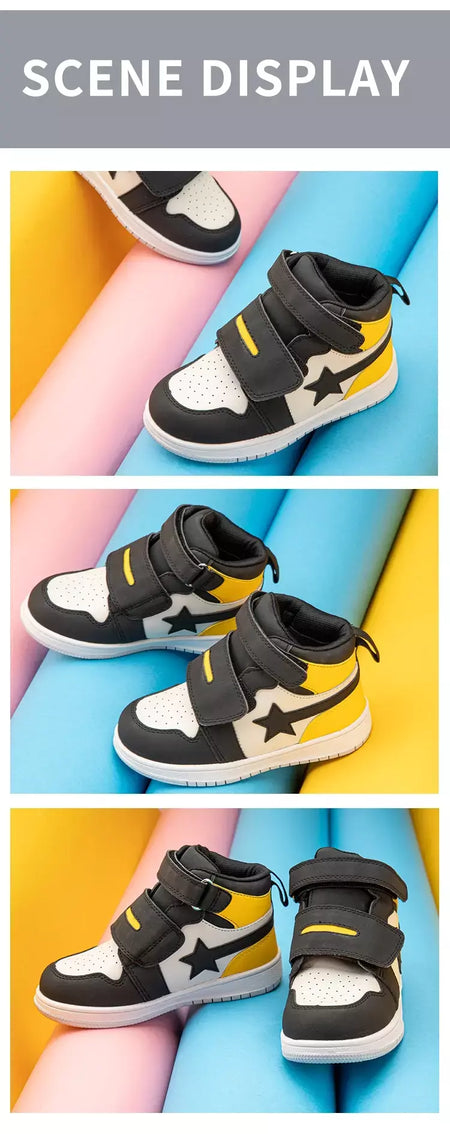 Sapatilhas para crianças, sapatos ortopédicos para crianças, ponta dos pés, suporte de tornozelo alto para caminhada, tênis de sola antiderrapante de fundo duro para meninas meninos pés chatos