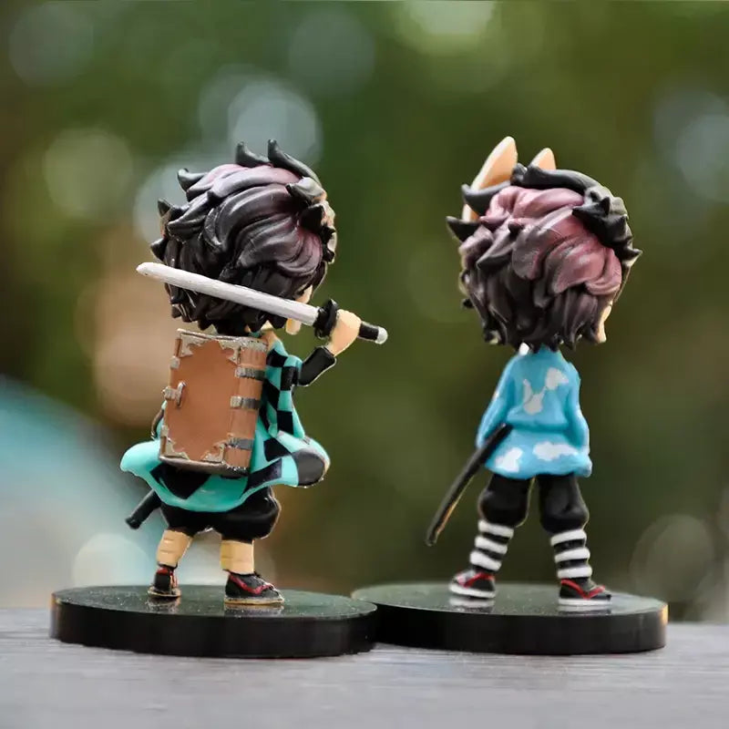 Anime 6 pçs demônio assassino figura 7cm kimetsu não yaiba figura q posket kamado tanjirou kamado nezuko agatsuma figura brinquedos
