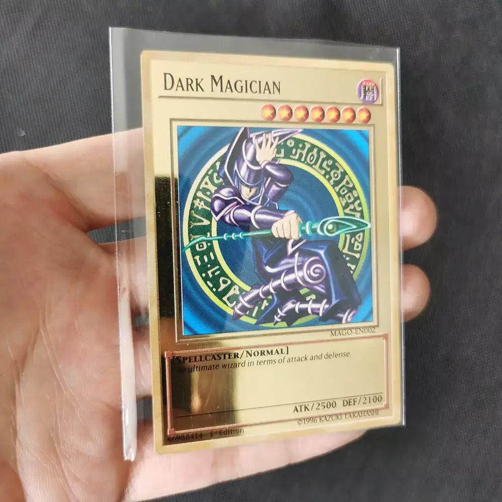 Yugioh cartões de metal dourado yu-gi-oh liga coleção cartão olhos azuis escuro magial obelisco slifer ra crianças presente de aniversário de natal