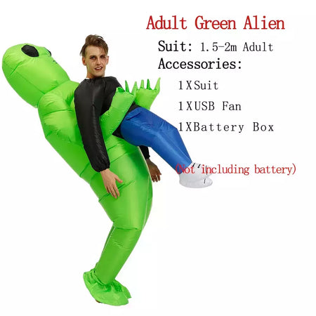 Et alienígena inflável terno alienígena monstro inflável traje assustador verde alienígena cosplay traje para adulto festa festival palco