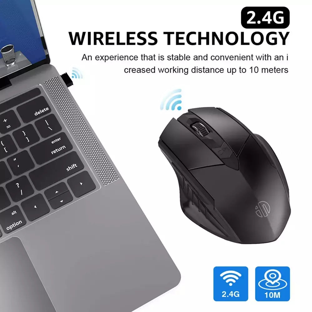 INPHIC-PM6 Mouse Recarregável Sem Fio, Compatível com Bluetooth, Office Mute, Suporte PC, Laptop, Tablet, Smartphone, Universal, 2.4G