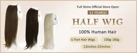 Brilho completo u parte peruca de cabelo humano máquina de cor sólida remy cabelo humano meia peruca clipe em uma peça invisível u forma perucas em linha reta