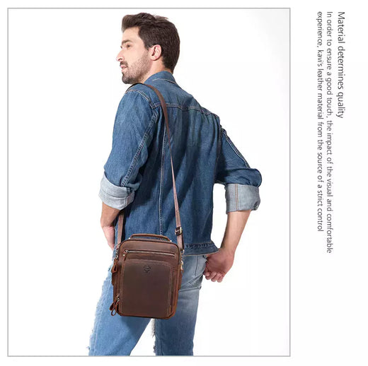 HumerPAUL-Bolsa de ombro de couro genuíno para homens, sacos transversais vintage, de grande capacidade, sacola masculina do mensageiro, bolsa de viagem