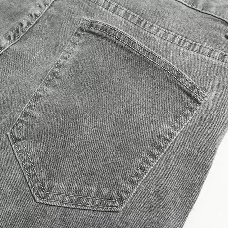 Cinza cor pura jeans homens cintura elástica calças de brim magros 2021 estiramento sem rasgado calças streetwear preto dos homens denim