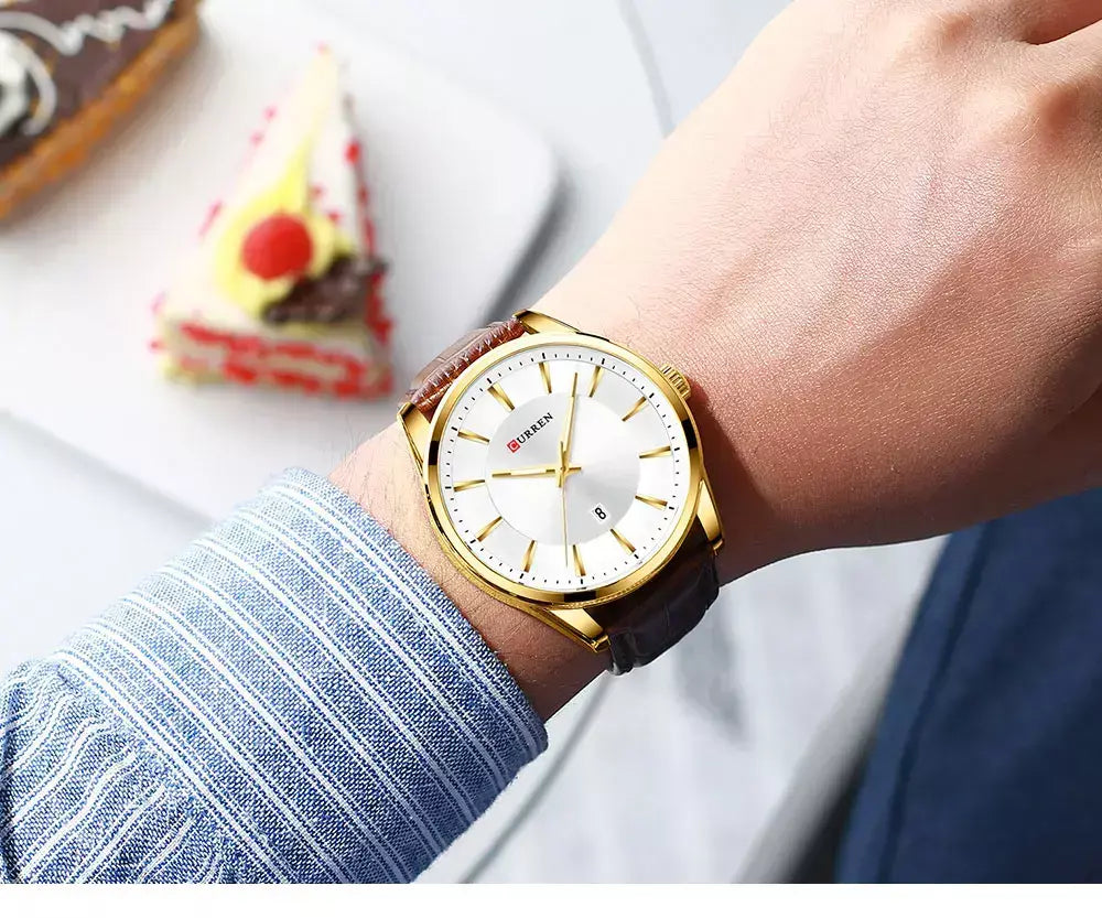 Curren novos relógios de quartzo para homens pulseira de couro masculino relógios de pulso topo marca de luxo relógio masculino de negócios reloj hombres