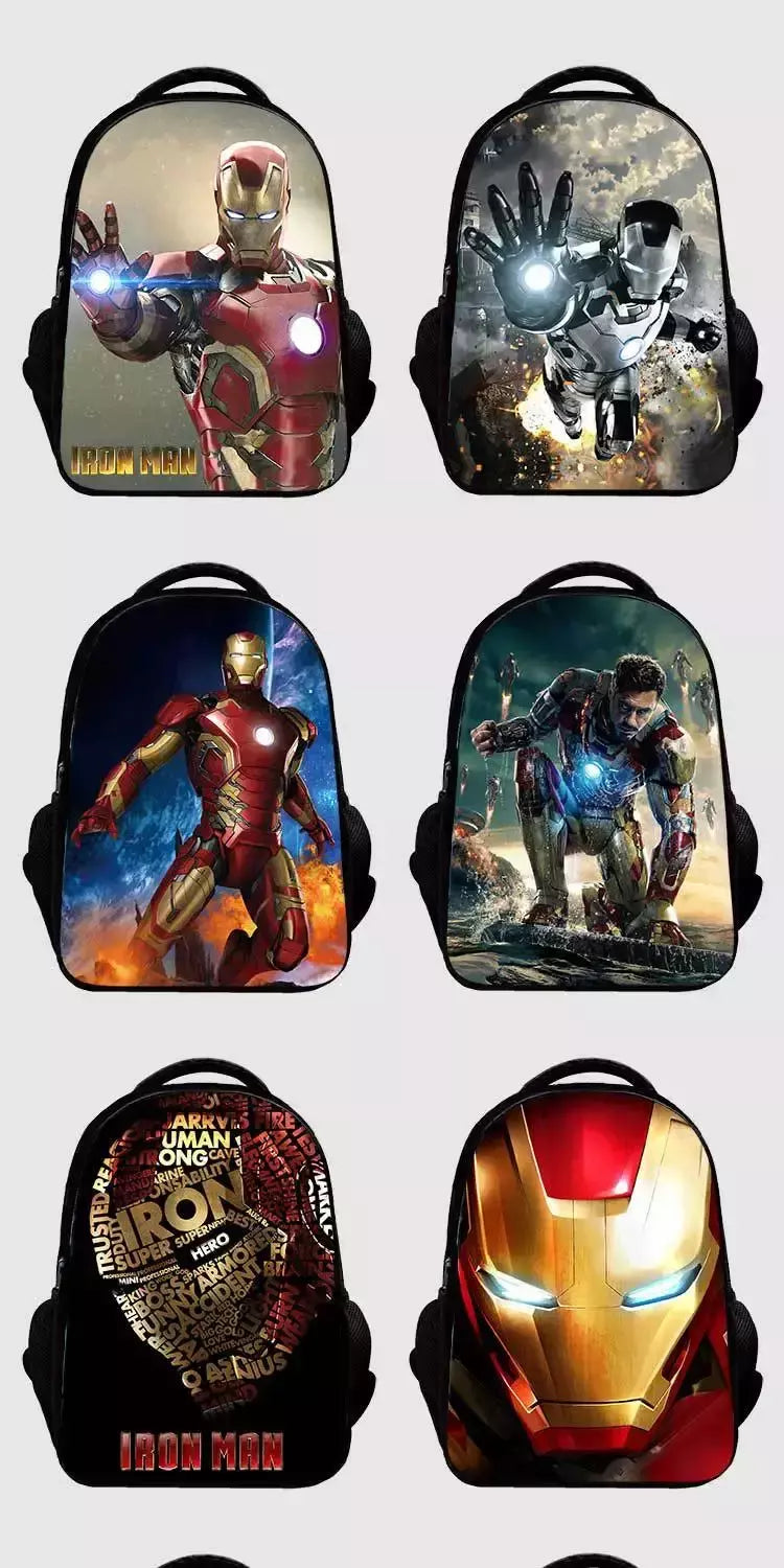 Bolsa Escolar Marvel Super Heroes para Crianças, Mochilas Homem de Ferro, Mochila 3D Anime, Bolsa de Viagem Infantil, Meninos, Escola Primária, Novo