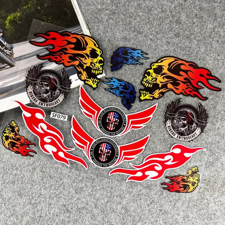 Motocicleta Retro Fire Ghost Crânio reflexivo Decalque, etiqueta do tanque de combustível, Honda, Harley Davidson, Sportster, Softail, Dyna, Electra